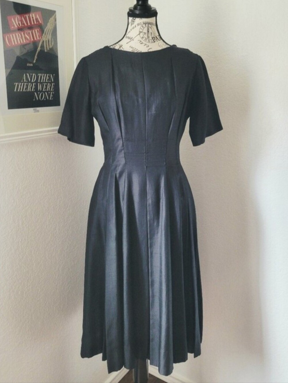 Vintage 50s Suzy Perette Black Fit and Flare Cocktail Dress Medium NEEDS REPAIR